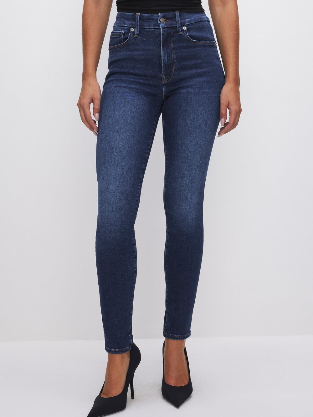 Good American  Cotton Dark Blue High-Rise Skinny Jeans Size 6/28